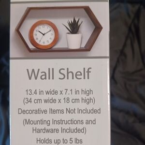 Hexagon Wall Shelf in Brown — Modern Floating Display